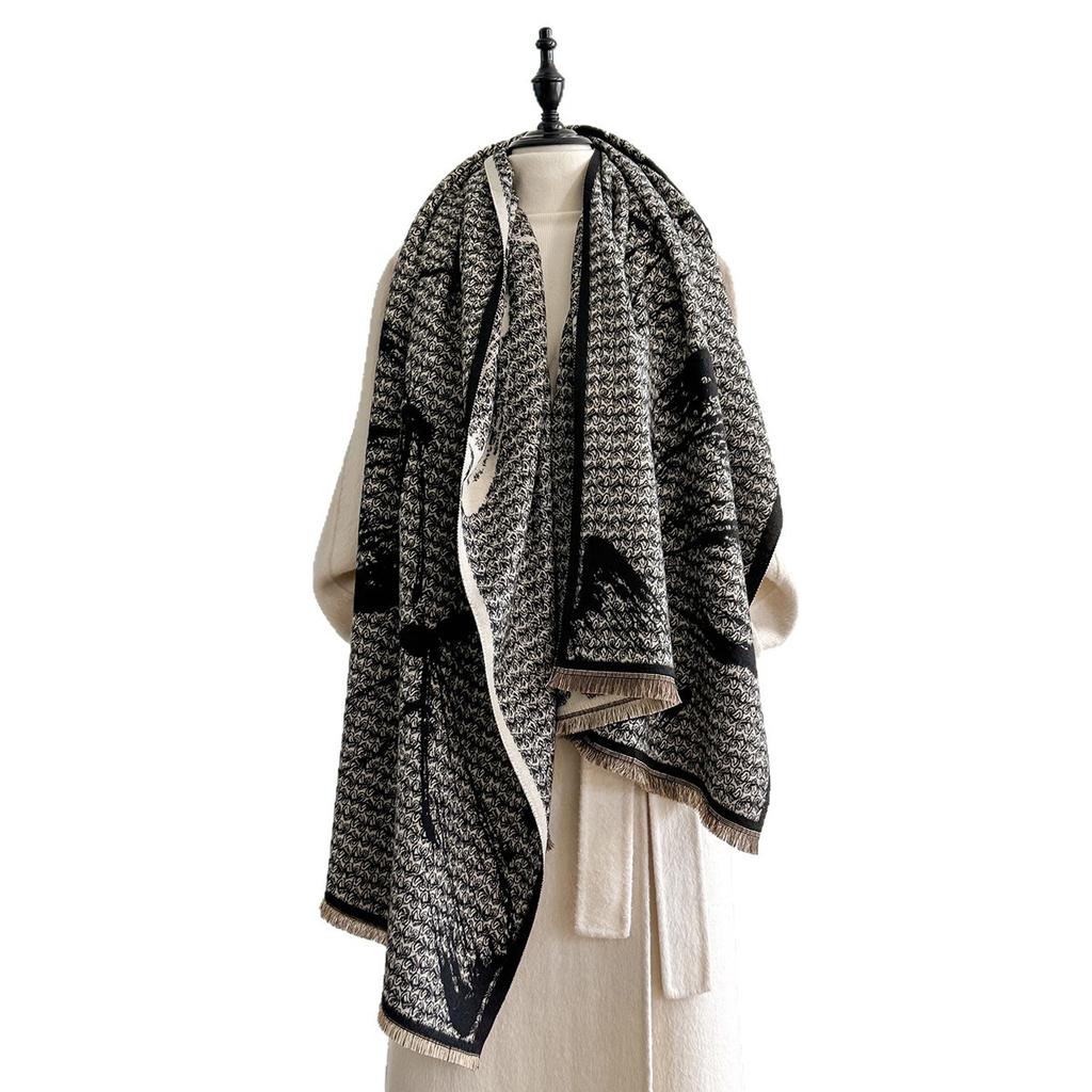 New imitation cashmere butterfly women's print warm shawl soft skin-friendly scarf high-end scarf