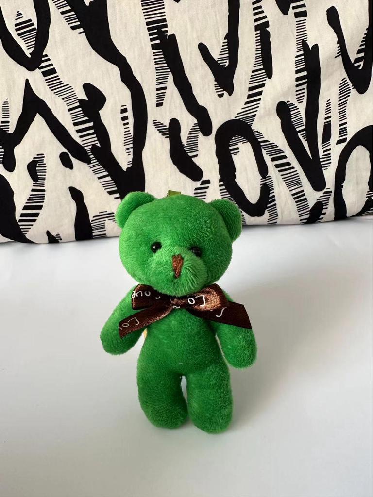 One-piece Teddy Bear Pendant Keychain with Bow Tie - Plush Toy Doll.