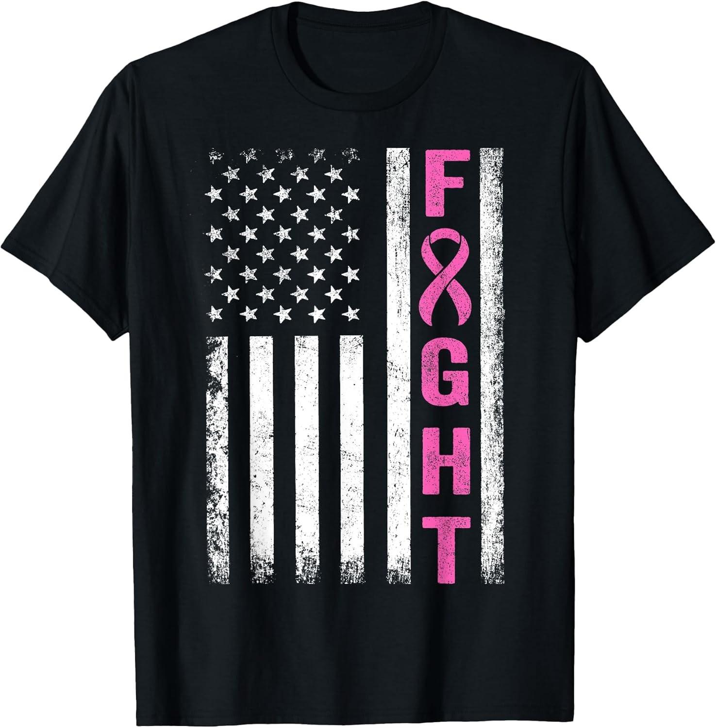NEW LIMITED! Fight Breast Survivor American Flag Breast Cancer Tee - MADE IN USA XXXXL