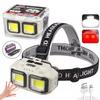 COB LED Headlamp Induction USB Rechargeable Head Flashlight Powerful Work Light for Outdoors Camping Fishing