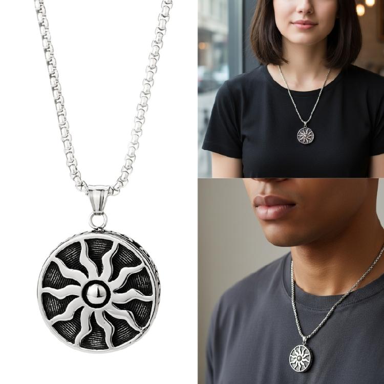 Dark Aesthetic Sun Pendant Necklace Stainless Steel Gothic Chain Jewelry Party Wear Everyday Fashion Statement Necklaces