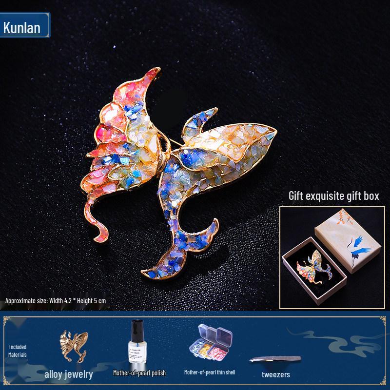 Mother-of-Pearl DIY Brooch Kit - Intangible Cultural Heritage Craft for Teacher's Day