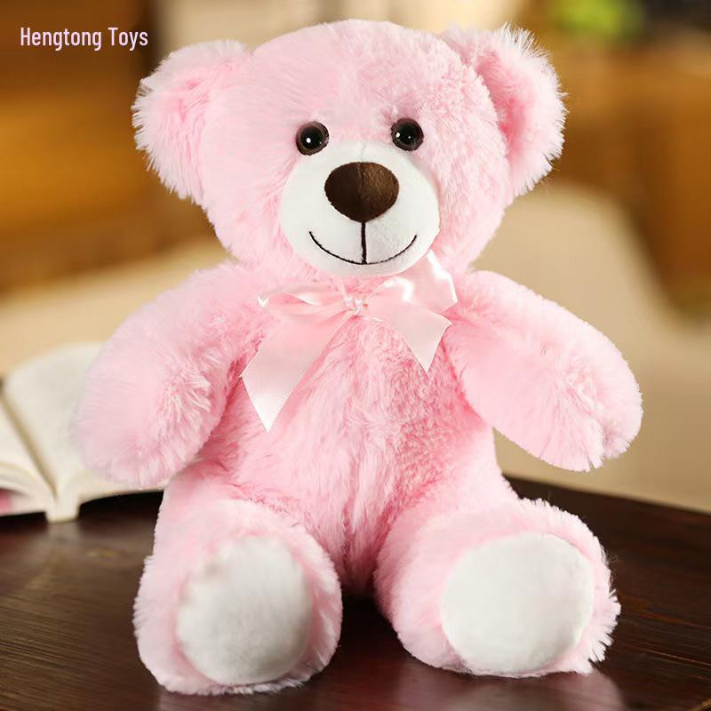 Rainbow Bow Tie Teddy Bear Plush Doll - 35cm Soft Festival Cushion