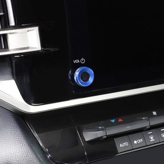 Car Volume Switch Knob Cover Trim Ring For Toyota Tundra -2025 Blue Aluminum