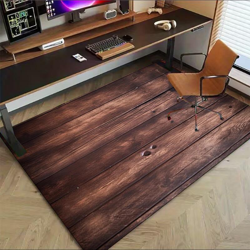 wooden texture Crystal Velvet chair mat Area Rug - Non-Slip, Floor Mat, Office Desk Chair Rugs, Bedroom Decor.Christmas Gift-1106181