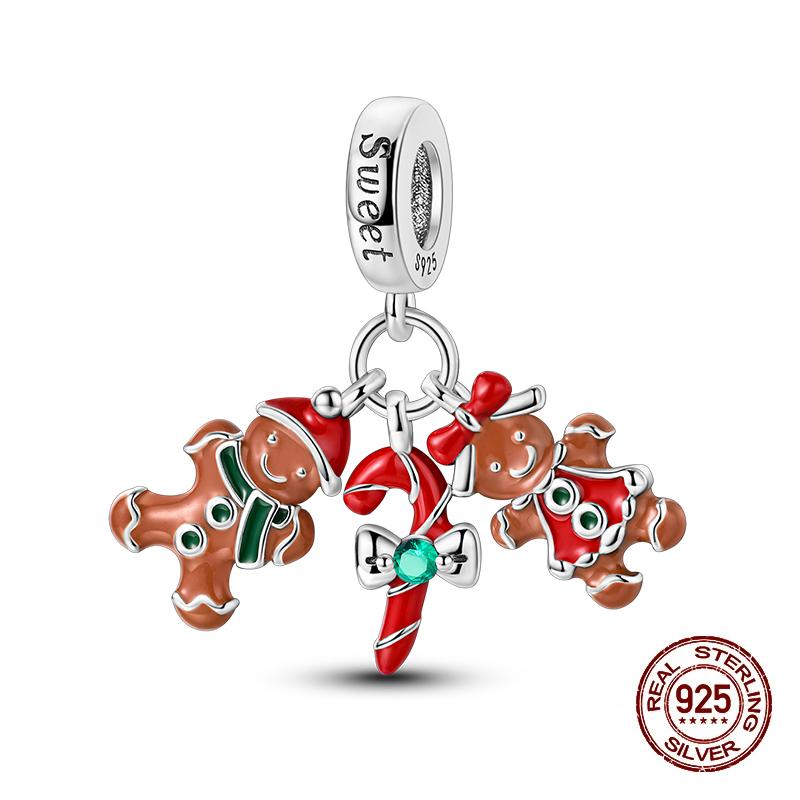 Winter Charms Copper Elk Bear Santa Claus Charms Beads Fit Original Bracelets For Women Diy Festival Jewelry Gifts