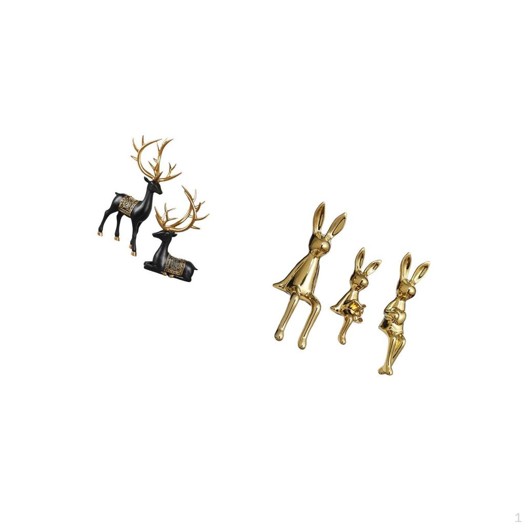 Reindeer Elk Family Sculpture Resin Statue Figurine Animal Collection Tabletop Desk Display