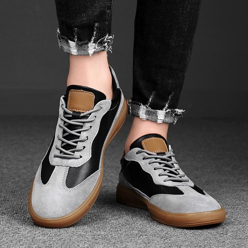 Mode Neue Herren Klassische Vulkanisierte Schuhe Echtes Leder Herren Freizeitschuhe Hohe Qualität Schnürschuhe Skate Schuhe Herren Allround Herren Flats