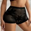 Damen Hollow Sheer Boxer Briefs Nahtlos Sternmuster Boyshorts Unterwäsche Hohe Taille Stretch Vollständige Bedeckung Slips