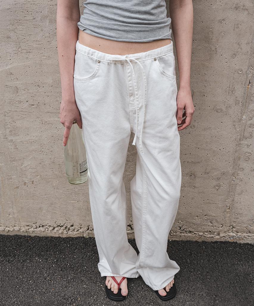108Paundeu Waist Tie Denim_White