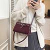 Yogodlns Retro Suede One Shoulder Bags for Women Early Autumn Square Frosted Solid Zipper Crossbody Bag Versatile Commute Handbags