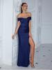 Elegant Off-Shoulder Slim Fit Evening Dress In Solid Color – Sexy Long Women's Dress