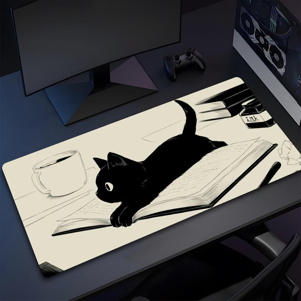 Schwarze Katze Schreibtischunterlage Niedliches Mauspads Hohe Qualität Natürliches Gummi Mauspads Das Professionellste Waschbare Laptop-Mauspads