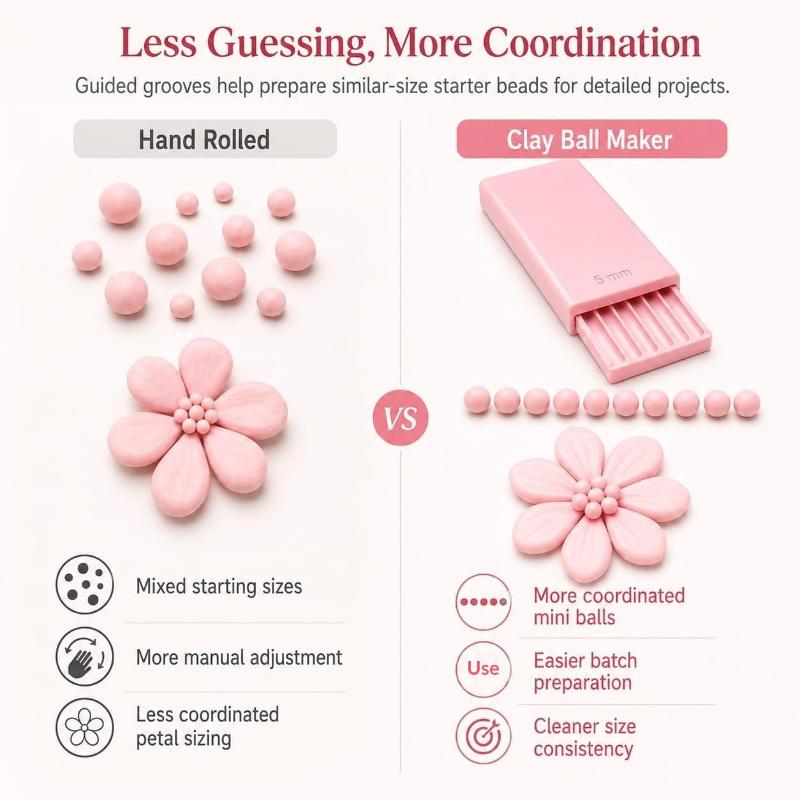 Nail Art 3D Bead Roller Easy Clean Clay Gel Ball Maker Tool for DIY Gel Flower Nail Decoration Manicure Beginners