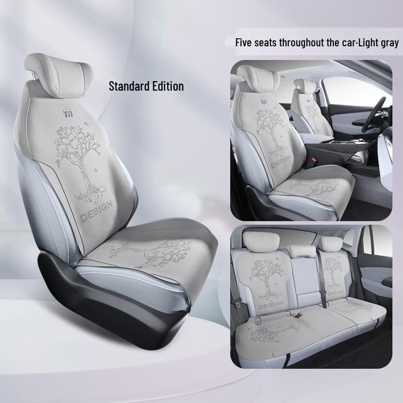 

Buick E5 Special Saddle Cushion: Breathable Suede Half-Wrap Car Seat Cover for All Seasons.