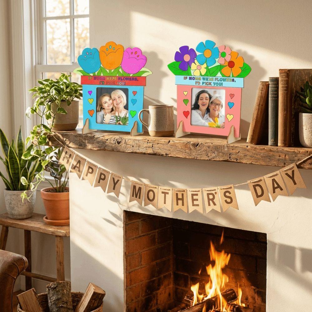 Unfinished Wooden Picture Frame Flower Mother's Day Frame Creative Craft Poster Frame  Home Decor