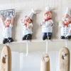 French Chef Wall Hooks Cartoon Chef Wall Mount Resin Stainless Steel Hanger Hook Kitchen Bathroom Home Decoration