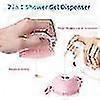 For Silicone Massage Bath Brush: Pink Soap Dispenser Handle Body Shower Scrubber for Exfoliating and Cleansing
