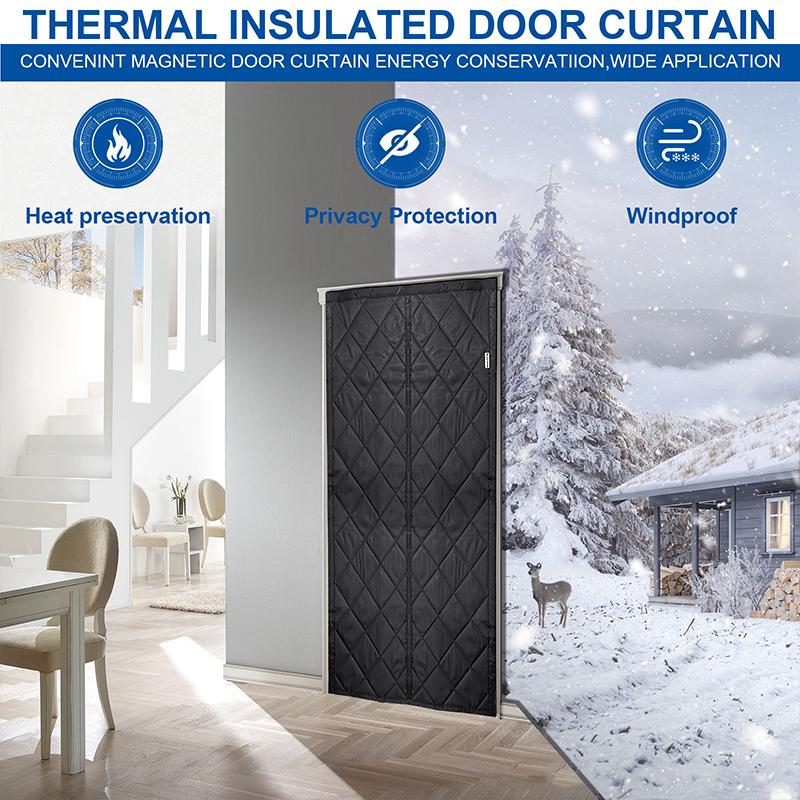1 buc Izolație termică Uși interioare Perdea de ușă izolată Iarnă Sistem de șină magnetică Eficient energetic Magnetic Foarte rezistent