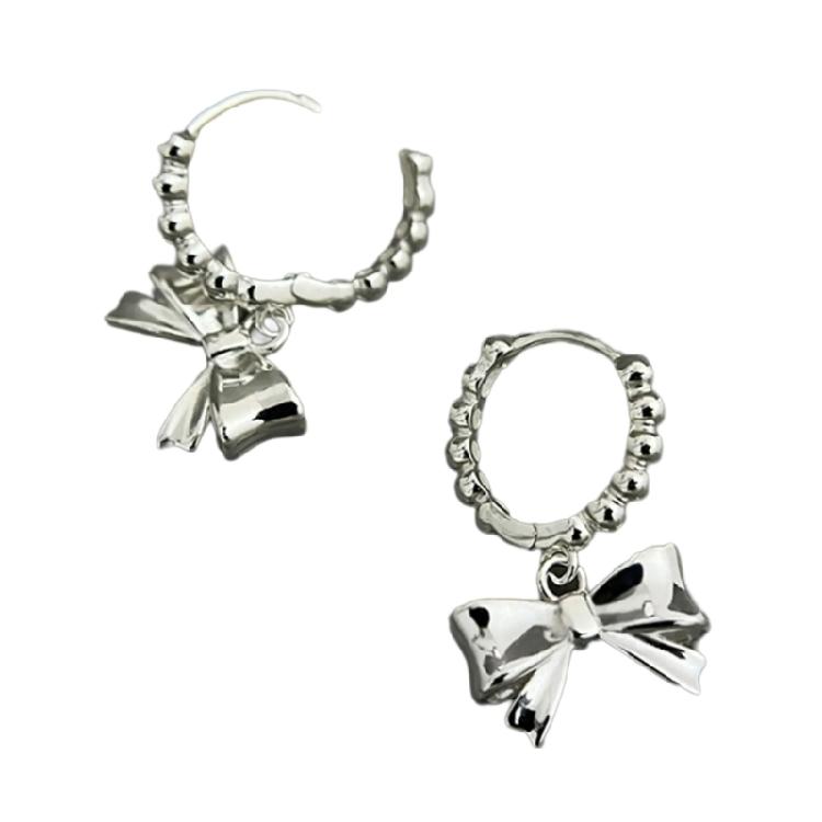 Unique Heart Bowknot Hoop Earrings Fashion Bows Earrings for Women Cute Gift