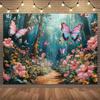 2D Enchanted Butterfly Forest Backdrop for Studio, Selfie Wall & Fairy Parties