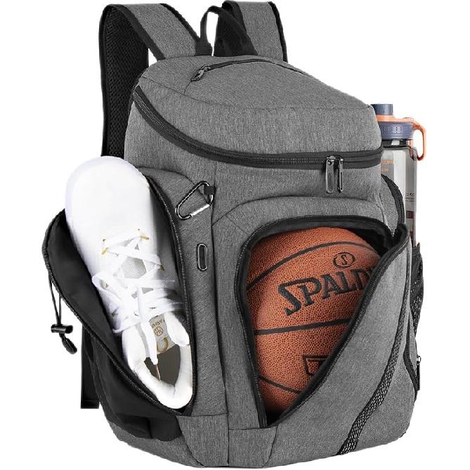 GRANDUP | Basketball Backpack, Large Sports Bag, With independent Ball Rack and Shoe Compartment, Can Store Thermos Bottles and Towels, Very Suitable