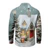 Men's Golf Shirt Long Sleeve Casual Christmas Print Quick-Dry Mesh Top