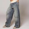 EastRogue American Retro Street Washed and Distressed Blue Jeans, Loose Straight-leg Design for Men and Women, Casual Denim Pants.