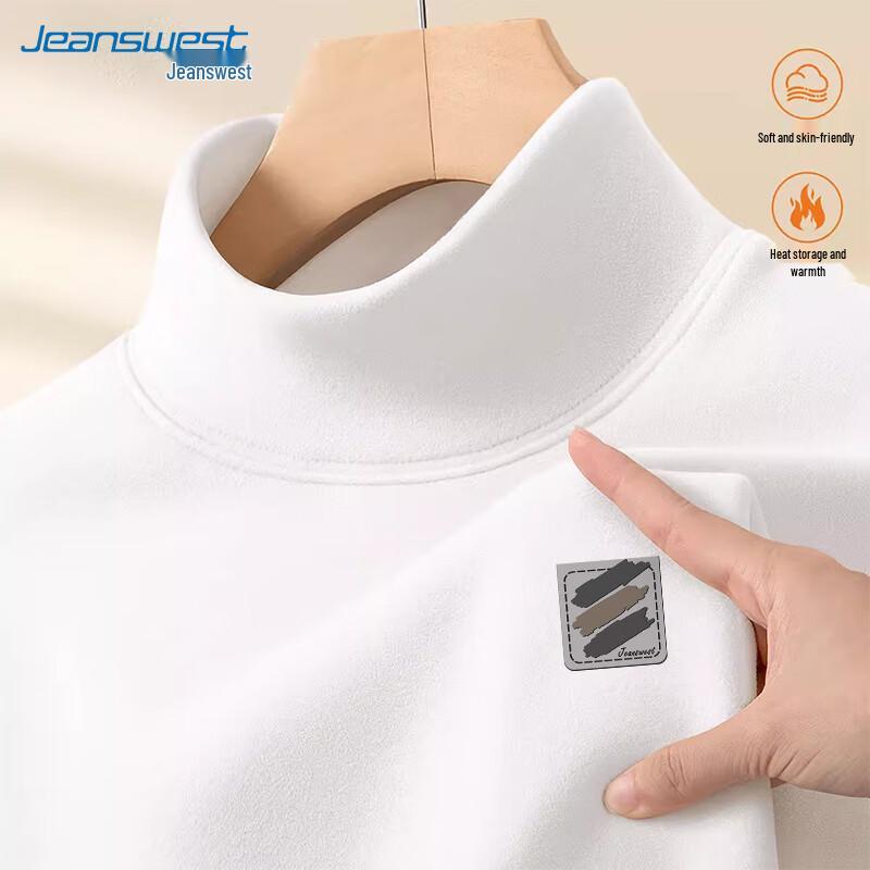 Jeanswest Men's Warm Fleece Semi-High Neck Long Sleeve T-Shirt