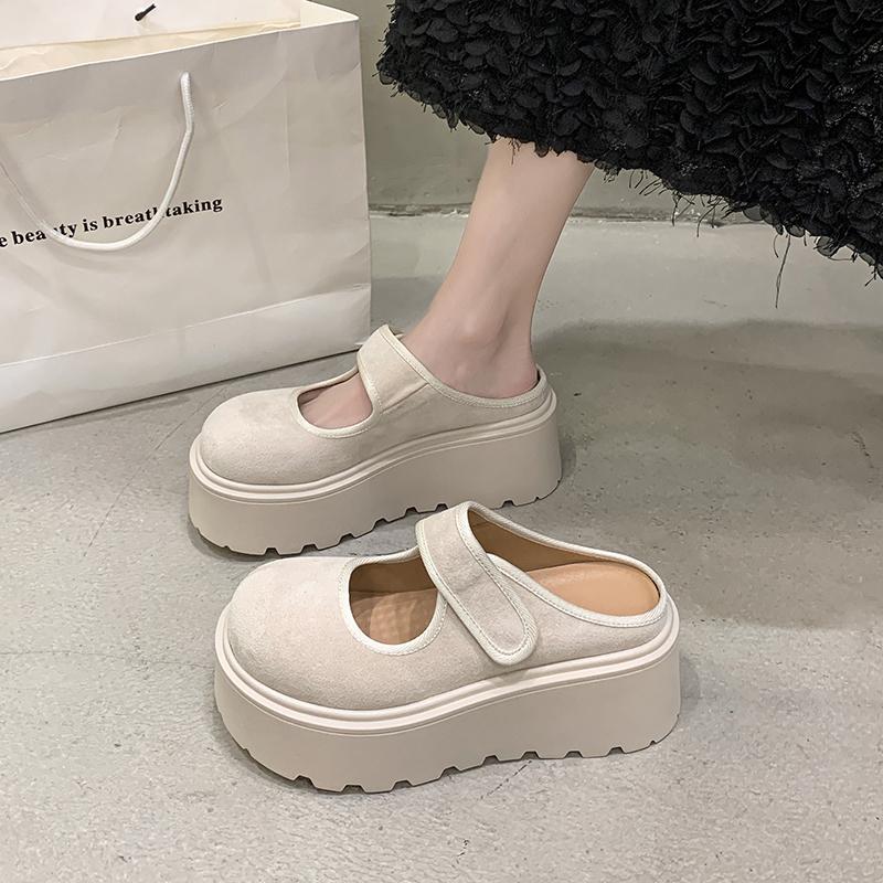 Spring New hoes Women Fashion Round Head Shallow Mouth Line with Waterproof Platform Wear-resistant Single Shoes