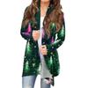 Women's Fashionable Loose-Fit Casual Cardigan With Christmas Print Mid-Length Coat