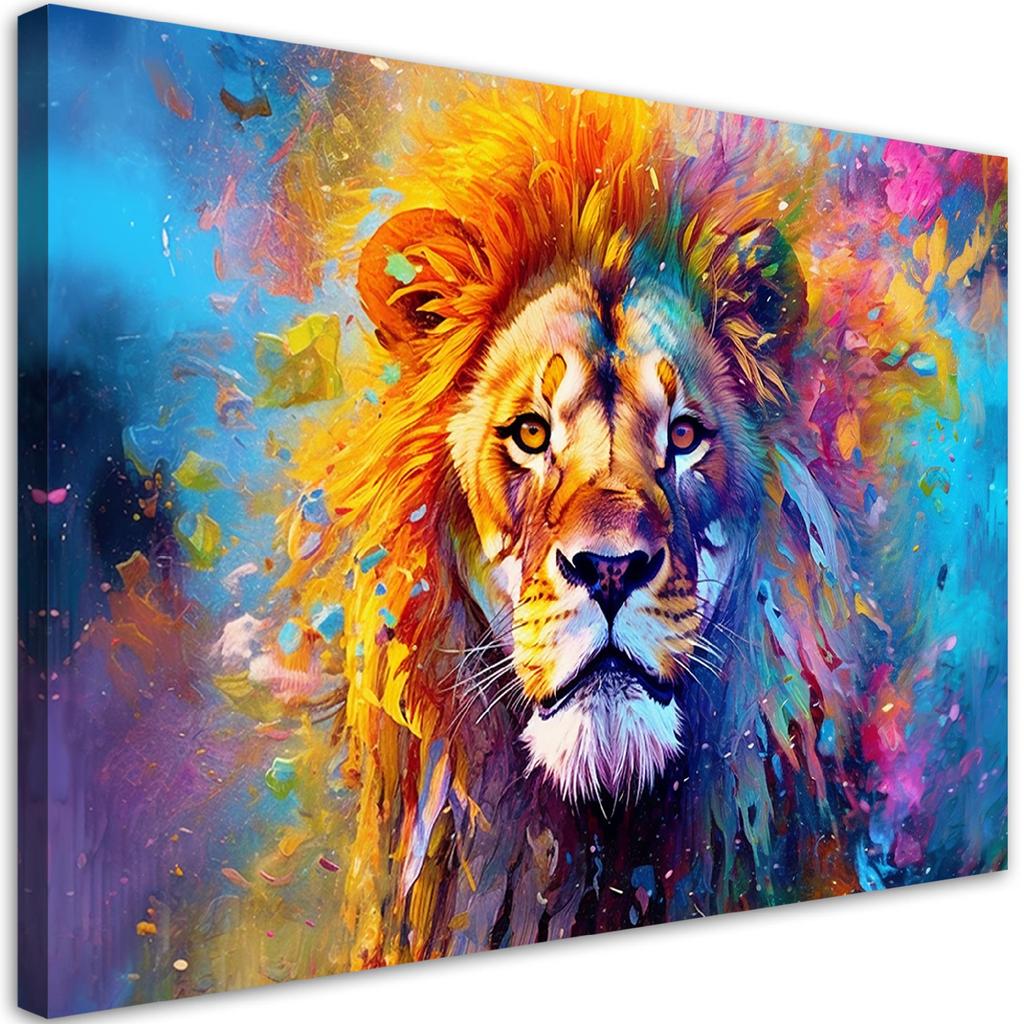 Canvas Print, Colourful Abstraction Lion