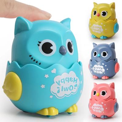 Brinquedos Mecânicos Deslizantes Interativos Clássicos de Corda para Crianças em Forma de Coruja para Pressionar Brinquedos para Meninos Meninas Presente de Aniversário Natal