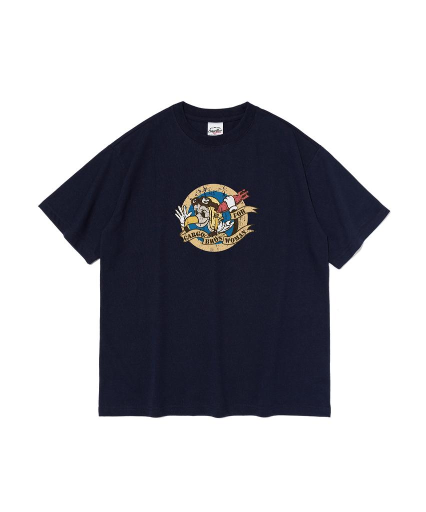 CARGOBROS FOR WOMAN Eagles Cartoon Graphic Short Sleeve T-Shirt (Navy)