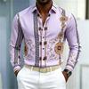 New Men's Shirt Palace Style Shirt Black Gold Pattern Printed Slimming Long Sleeve Shirt Trendy Fashion Casual Men's Wear
