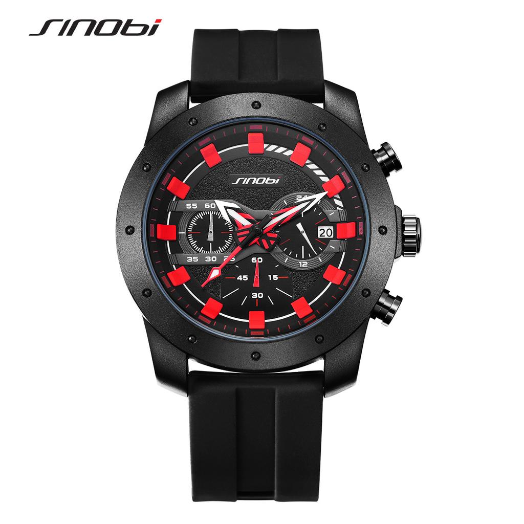 Men'S Watch Silicone Strap Multifunctional Quartz Watch Fashion Student Watch Waterproof Men'S Watch