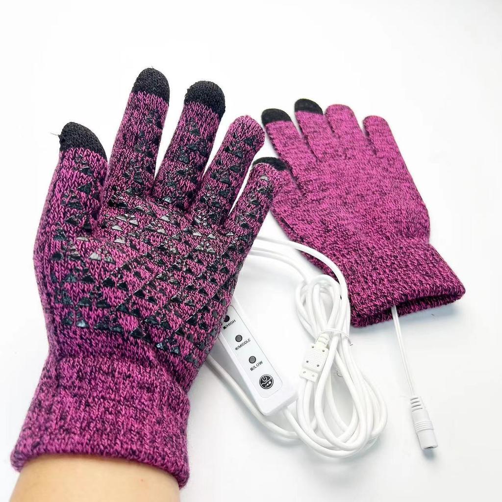 USB Electric Heating Knitted Warm Gloves Double-sided Heated Palm Glue Points Anti-slip Touch Screen Men and Women Outdoor Sports Riding