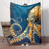 Multiple sizes Octopus pattern art design Print Blanket Flannel Material Soft Warm for All Seasons Home Outdoor Camping Picnics