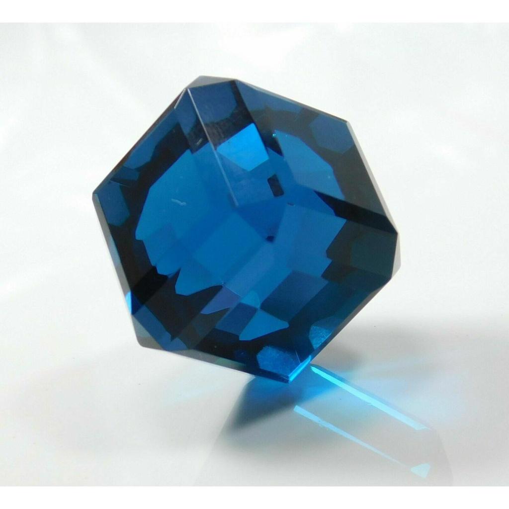 Extremely Rare Lab -Created Teal Sapphire Cube 114 Ct Loose Gemstone CERTIFIED M4-212-k