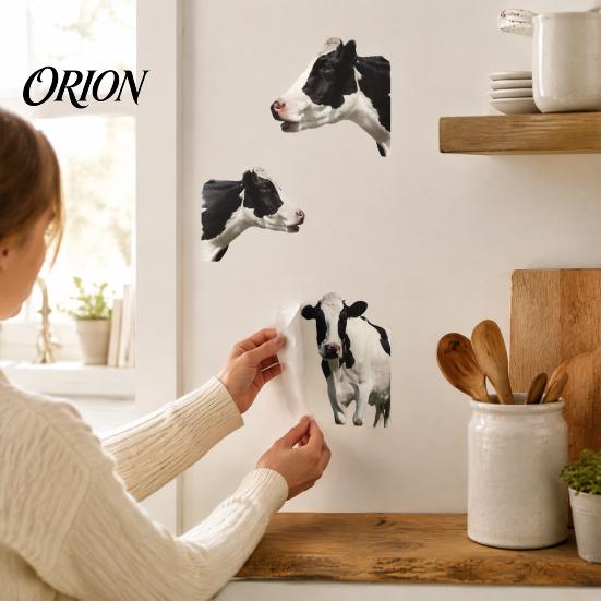 Waterproof PVC Wall Decor for Bathroom Realistic Milk Cow Stickers, Decal,3D Animal Door Decorative Murals Nursery Peel And Stick Art Home Bedroom
