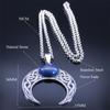 Vintage Crescent Moon Knot Pendant Necklaces for Women Stainless Steel Blue Stone Silver Color Punk Chain Jewelry Collier N7941