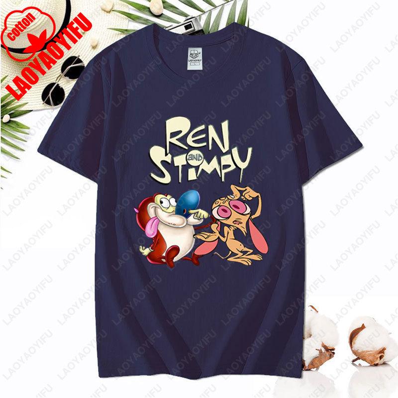 90s Ren Stimpy Show Nickelodeon Nicktoons Dial Cartoon Tshirt Vintage Classic Fashion Streetwear Cotton All Match Unisex Tees