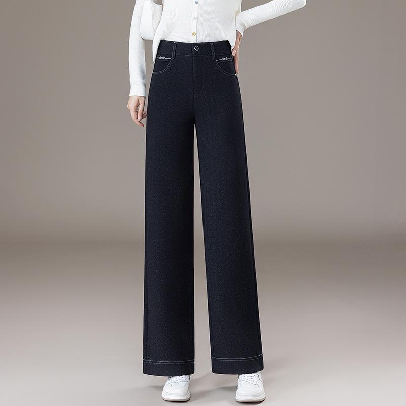 

Women s High-Waist Retro Straight-Leg Jeans - 2025 Autumn Collection: Slimming, Loose, and Casual Fit XL темно-синього кольору