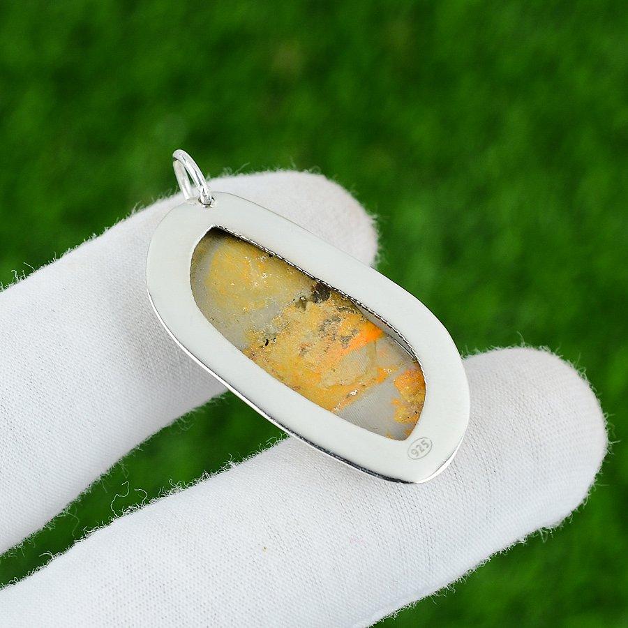 Marquise Bumblebee Jasper Stone Sterling Silver Daughter Bezel Pendant Jewelry
