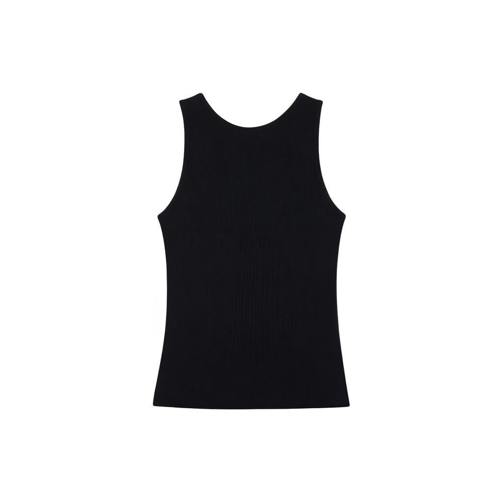 Maison Kitsune Baby Fox Series Ss24 Ribbed Crew Neck Embroidered Fox Patch Vest Women Tops Black MW00103KJ0125-P199
