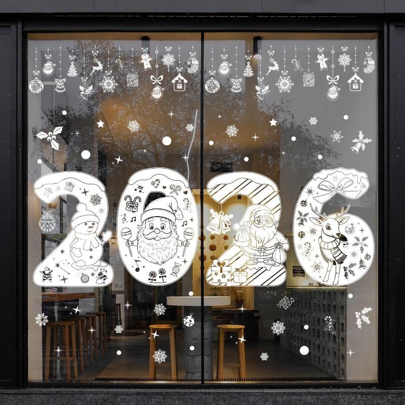Weihnachtsdekoration Rentier Statische Schneeflocken Aufkleber für Weihnachtsfeier Fensteraufkleber