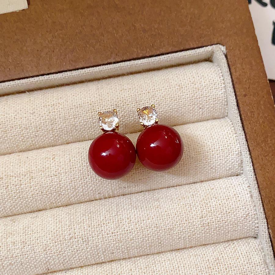 Ancola Silver Needle Red Heart Earrings – Fashionable, Luxurious & Elegant for Autumn/Winter 2025