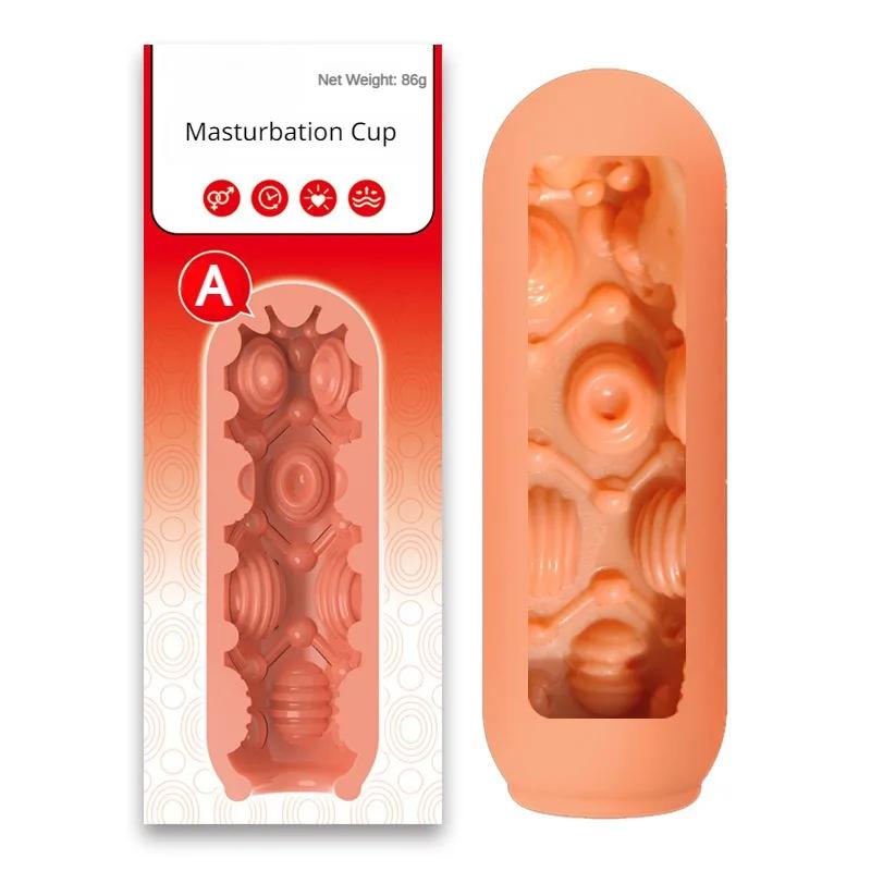 Male Masturbator Cup Manual Silicone Portable Sucking Airplane Cup Soft Vagina Blowjob Pocket Pussy Masturbation Sex Toy For Men