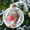 Yousheng Holiday Sewing Snow Ball Ornament Plastic Clear Balls Xmas Hanging Ornament Seamstress Gift for Knitters Yarn Lovers