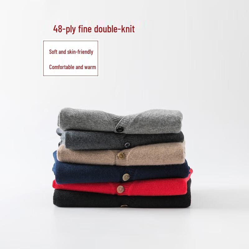 Hengyuanxiang Women's Fine Wool V-Neck Cardigan Sweater